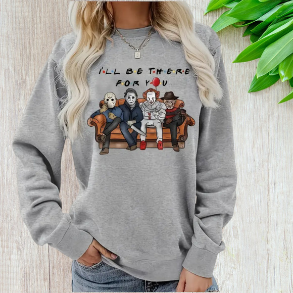 Tops - Horror Friends Gray Lightweight Sweatshirt